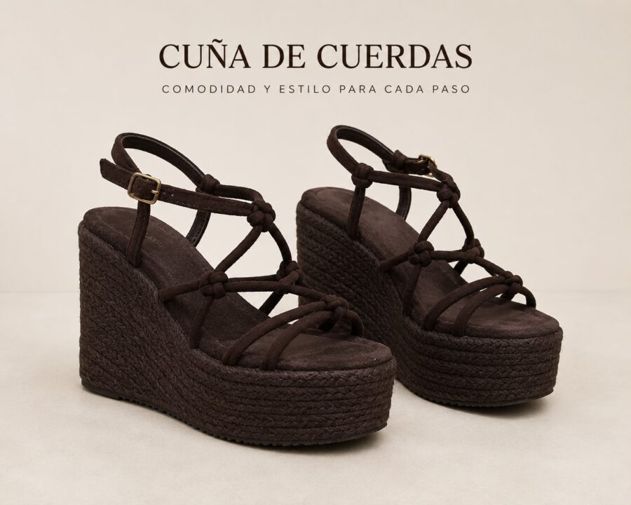 Cuñas de cuerda marrón chocolate